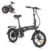 DYU A1F 16-inch black folding electric bike with front basket and compact design.